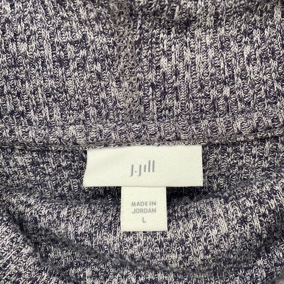 J Jill Pullover Womens Large Gray Heathered Rib Knit Drawstring Cowl Neck Casual - Picture 5 of 10